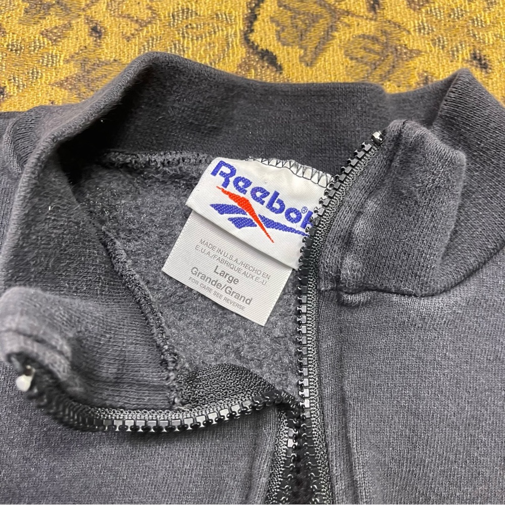 Vtg Reebok Sweatshirt 1/4 Zip Black Sweater Mens Size L‎ - Picture 4 of 8